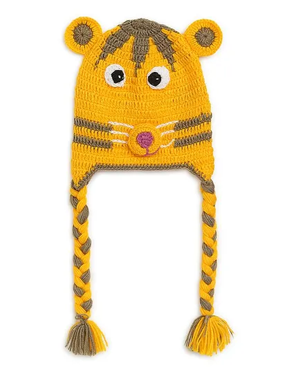 MayRa Knits Animal Design Hand Knitted Crochet Cap - Yellow