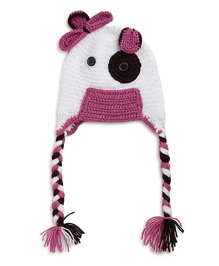 MayRa Knits Hand Knitted Braided Crochet Cap - Multi Colour