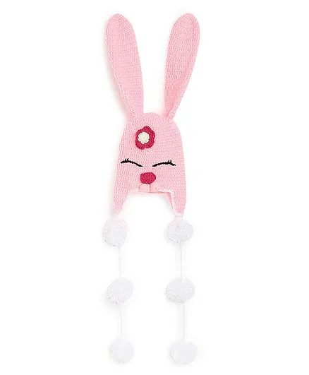 MayRa Knits Hand Knitted Bunny Design Crochet Cap - Pink