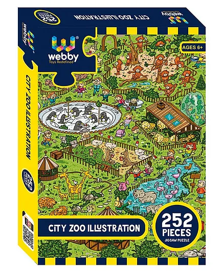 Webby City Zoo Illustration Jigsaw Puzzle Multicolor - 252 pieces