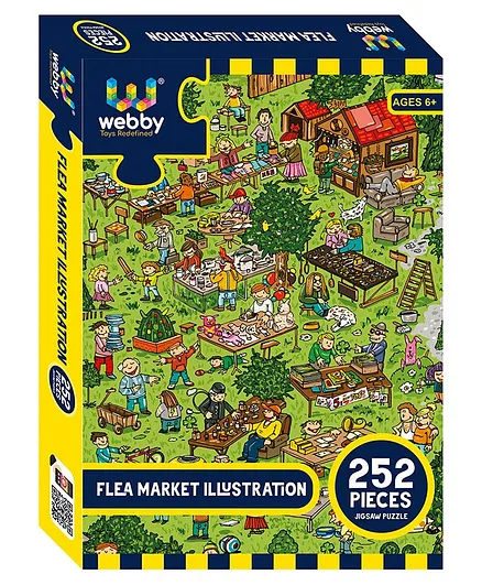 Webby Flea Market Illustration Jigsaw Puzzle Multicolor - 252 pieces