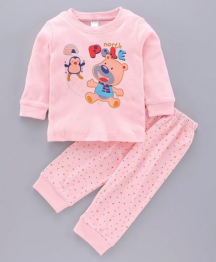 Tango Full Sleeves Tee & Lounge Pant - Peach