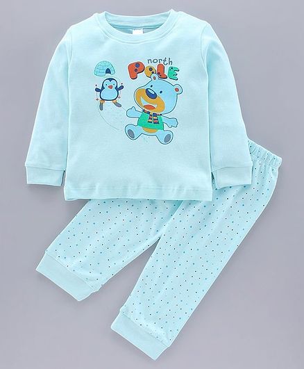 Tango Full Sleeves Tee & Lounge Pant Animal Print - Blue