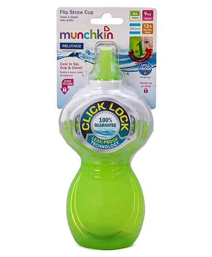 Munchkin Click Lock Flip Straw Sippy Cup Green - 266 ml