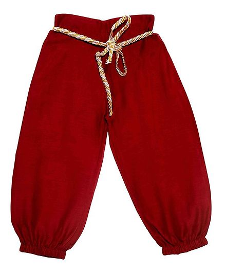 Mish Organic Solid Colour Full Length Harem Pants - Maroon