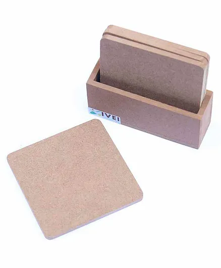 IVEI DIY Coasters with Verticle Holder - Brown