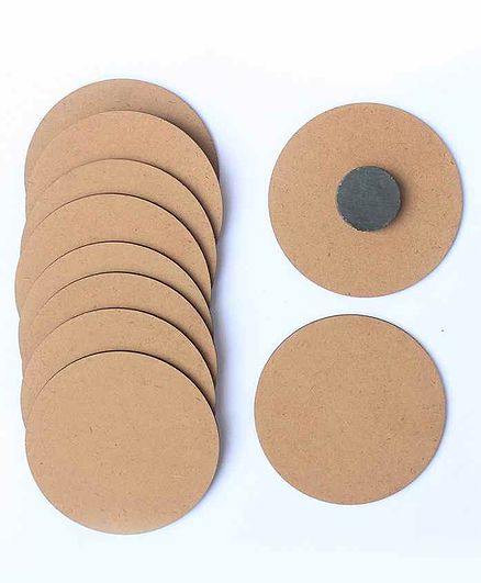 IVEI DIY MDF Round Magnets Set of 10 - Brown
