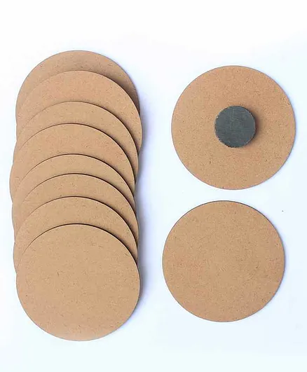 IVEI DIY MDF Round Magnets Set of 10 - Brown