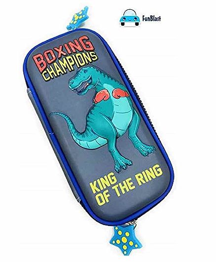 FunBlast Rectangular Pencil Case Dinosaur Print - Blue