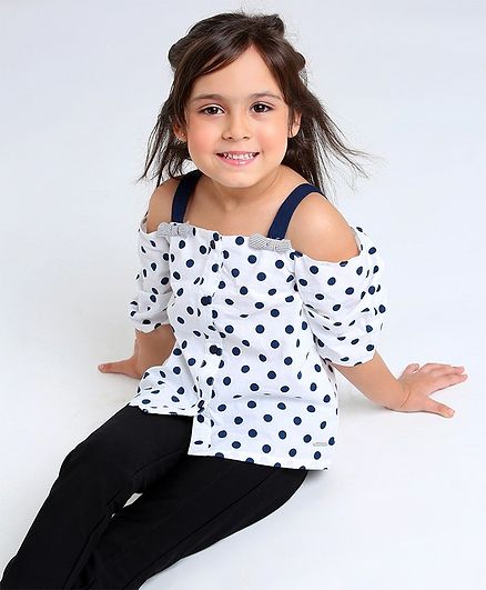 Babyoye Sleeveless Top Polka Dot Print - White Black