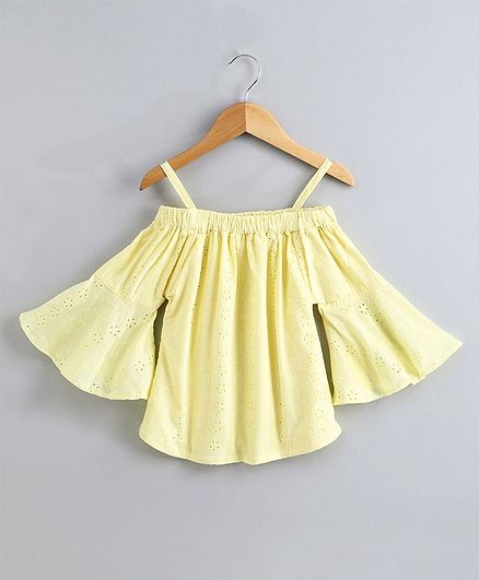 Little Carrot Full Bell Sleeves Schiffli Top - Yellow