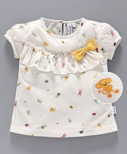 Little Carrot Short Sleeves Nursery Print Top - Off White