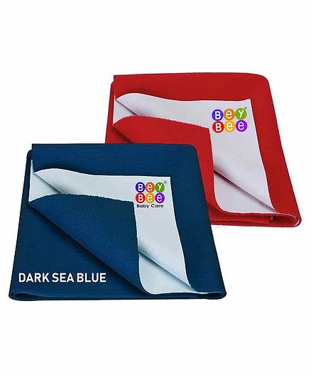 BeyBee Waterproof Small Bed Protector Sheet Pack of 2 - Blue Red
