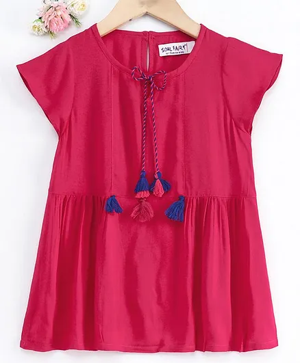 Soul Fairy Short Sleeves Tassel Detailed Top - Red