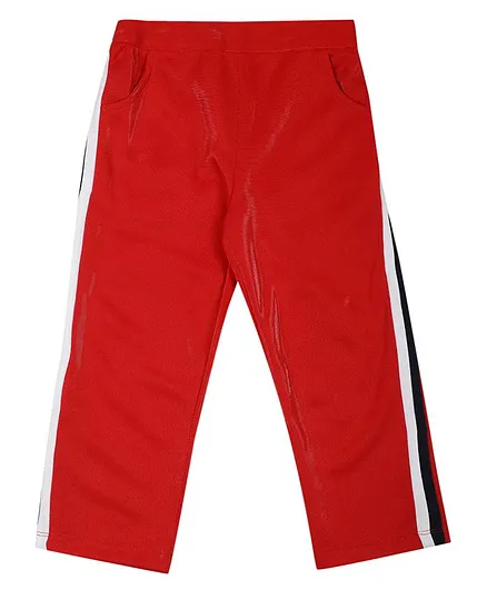 Elle Kids Side Striped Full Length Pants - Red