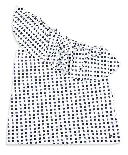 Elle Kids Square Print Sleeveless Top - White