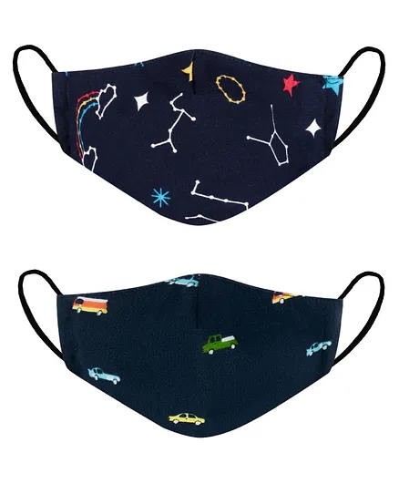 VEA Kids 3 Ply 5 Layer Reusable and Washable Cotton Face Mask Blue - Pack of 2