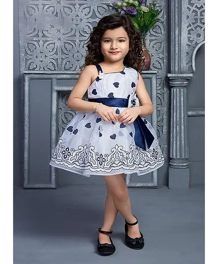 Betty By Tiny Kingdom Sleeveless Heart Patch Dress - Blue