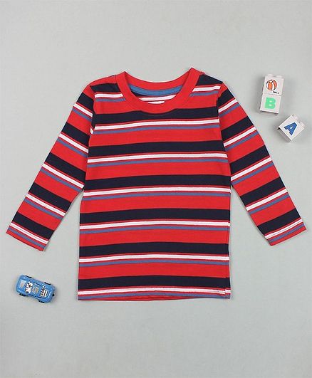 Flenza Full Sleeves Striped T-Shirt - Red