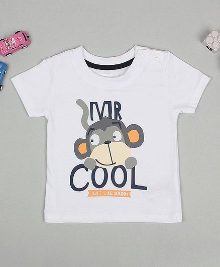 Flenza Short Sleeves Monkey Print T-Shirt - White