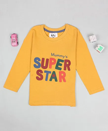 Flenza Full Sleeves Text Printed T-Shirt - Yellow
