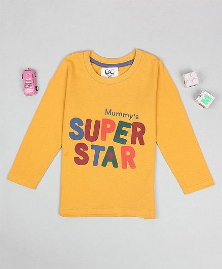 Flenza Full Sleeves Text Printed T-Shirt - Yellow