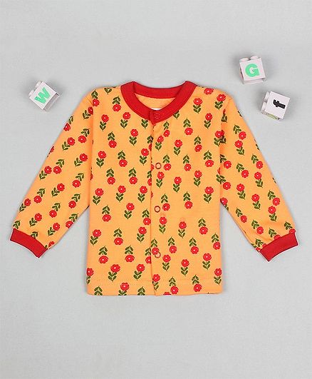 Flenza Full Sleeves Floral Print Tee - Orange