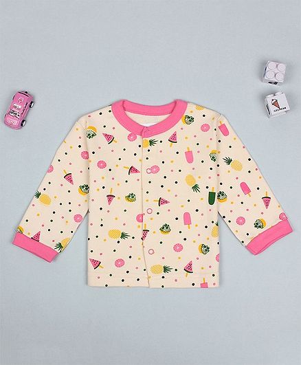 Flenza Full Sleeves Fruit Print T-Shirt - Cream