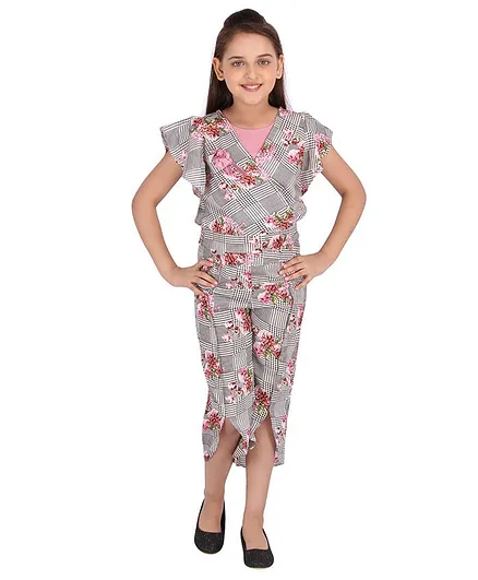 Cutecumber Checked Short Sleeves Jumpsuit - Black
