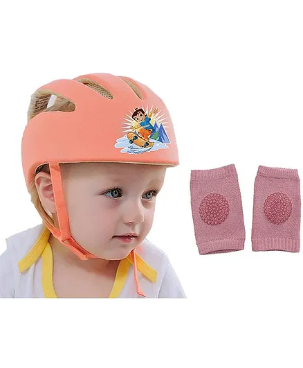 DearJoy Baby Safety Helmet & Kneepads Chhota Bheem Print - Orange