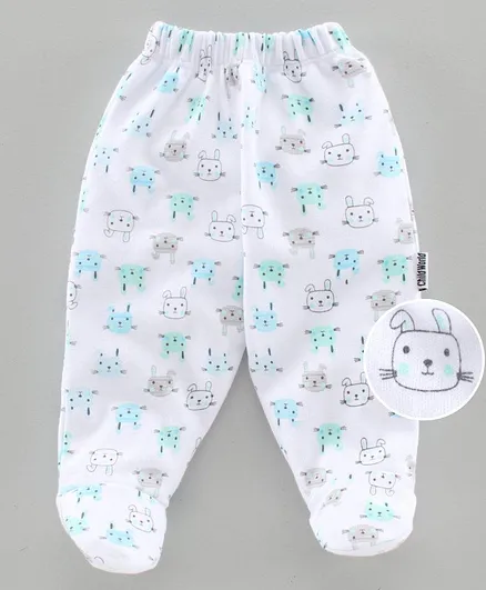 Child World Bootie Leggings Bunny Print - Blue White