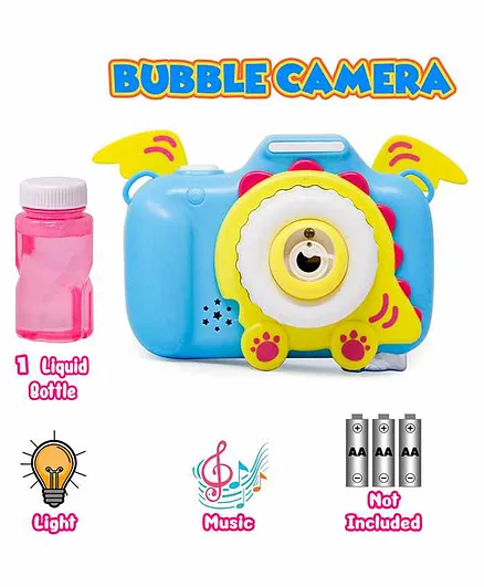Fiddlerz Camera Shaped Bubble Machine With Light & Music - Blue