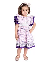 Neha Gursahani Short Sleeves Lace Detailing Heart Print Dress - Pink