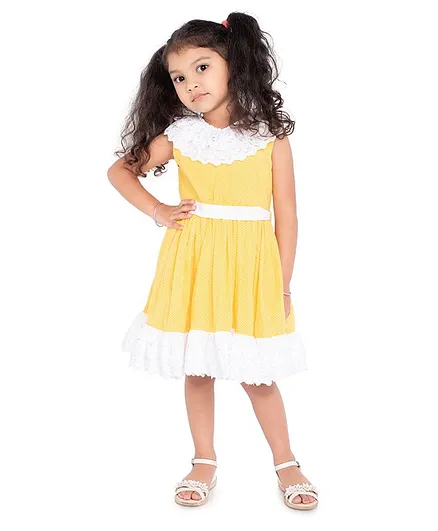 Neha Gursahani Sleeveless Polka Dots Dress - Yellow