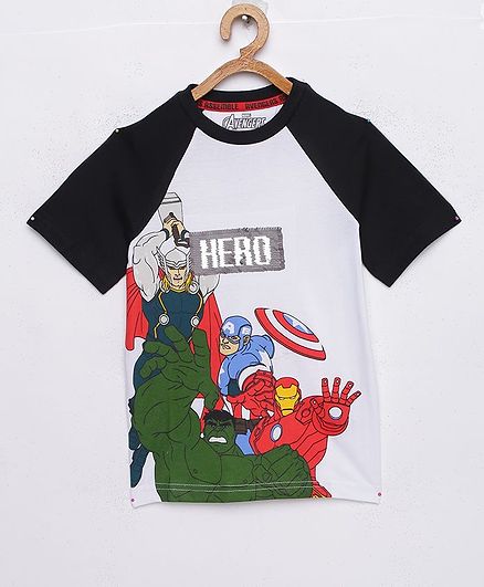LOOCUST Half Raglan Sleeves Avengers Printed T-Shirt - White