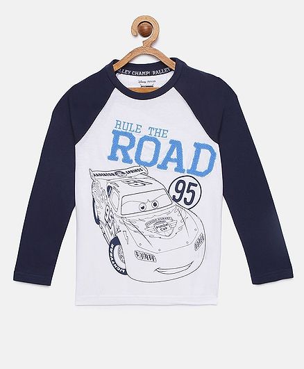 LOOCUST Full Sleeves Cars Printed T-Shirt - White