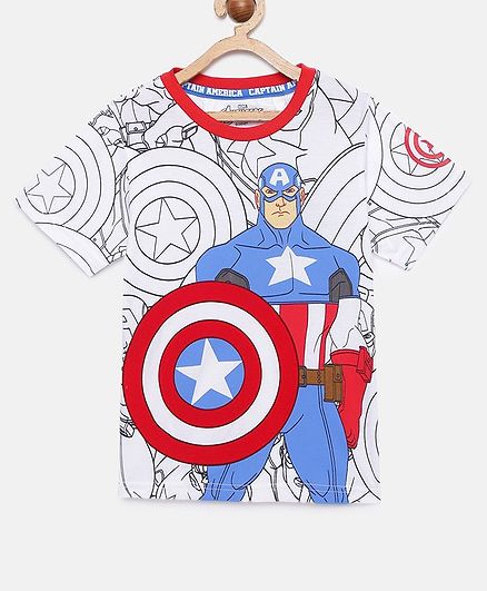 LOOCUST Short Sleeves Avengers Captain America Printed T-Shirt - White