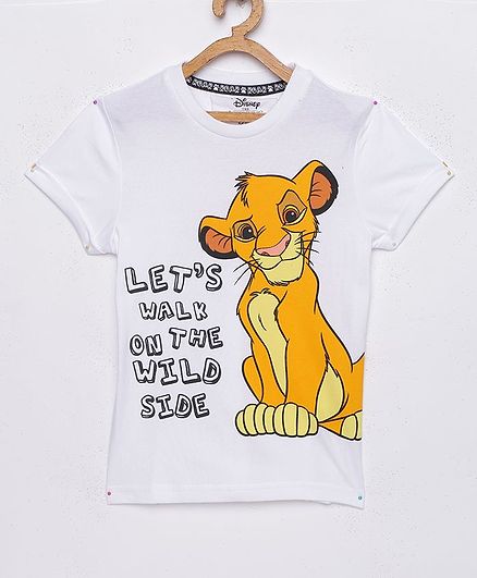 LOOCUST Short Sleeves Lion King Printed T-Shirt - White