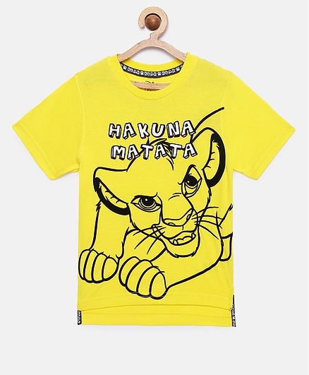 LOOCUST Short Sleeves Hakuna Matata Lion King Printed T-Shirt - Yellow