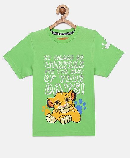 LOOCUST Short Sleeves Lion King Printed T-Shirt - Green