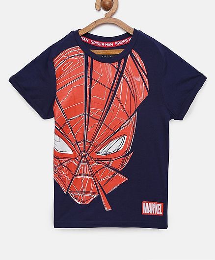 LOOCUST Short Sleeves Spider Man Printed T-Shirt - Navy Blue