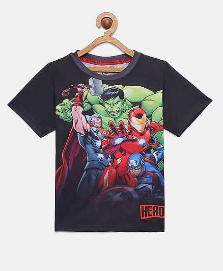 LOOCUST Avengers Printed Half Sleeves Tee - Black