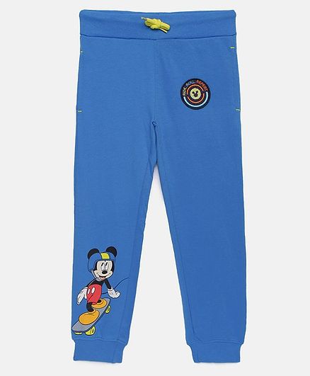 LOOCUST Micky Mouse Printed Full Length Joggers - Blue