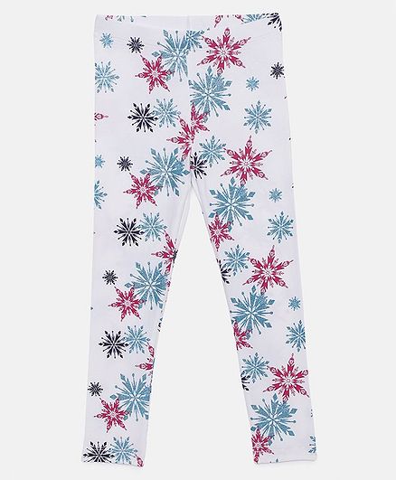 LOOCUST Full Length Disney Frozen Printed Leggings - White