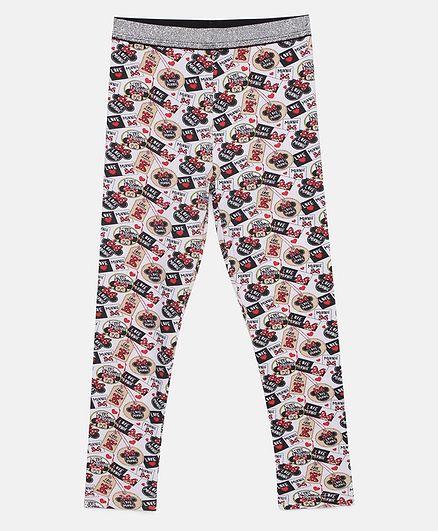 LOOCUST Full Length Disney Minnie Printed Leggings - White