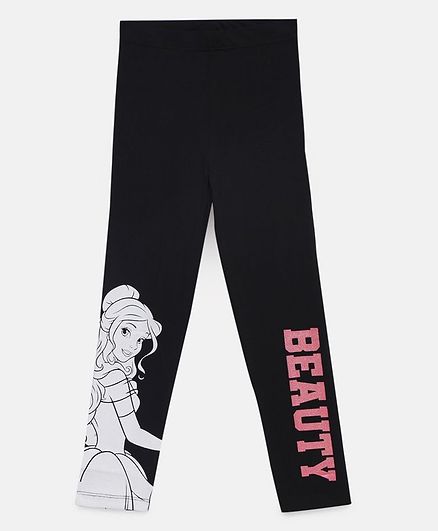 LOOCUST Full Length Disney Princess Printed Leggings - Black