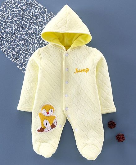 Tappintoes Full Sleeve Footed Romper Animal Patch - Yellow