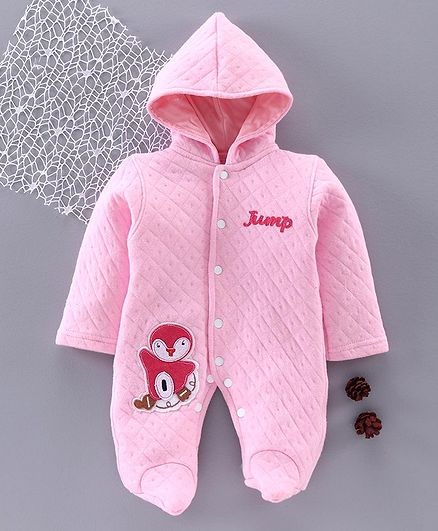 Tappintoes Full Sleeve Footed Romper Animal Patch - Pink