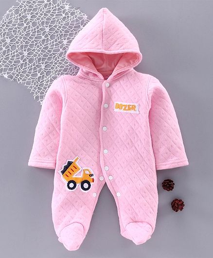 Tappintoes Full Sleeve Footed Romper Vehicle Patch - Pink