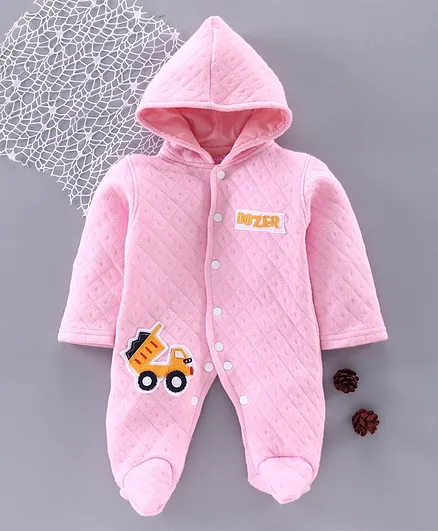 Tappintoes Full Sleeve Footed Romper Vehicle Patch - Pink